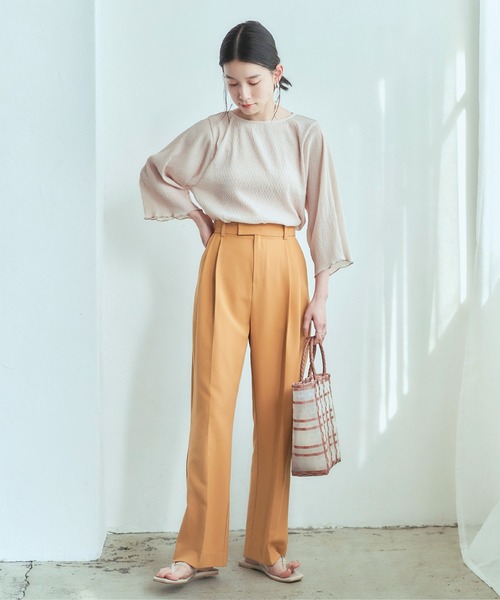 titivate（ティティベイト）の「ﾌﾛﾝﾄﾀｯｸｾﾐﾜｲﾄﾞﾊﾟﾝﾂ（その他パンツ・レディース・ブラック/ベージュ系その他/キャメル/グリーン/ベージュ/ブルーグリーン/コーラルピンク・L/S/M）」の13枚目の写真