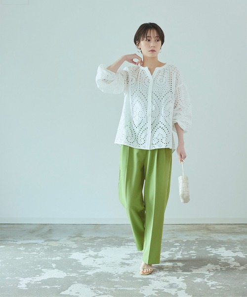 titivate（ティティベイト）の「ﾌﾛﾝﾄﾀｯｸｾﾐﾜｲﾄﾞﾊﾟﾝﾂ（その他パンツ・レディース・ブラック/ベージュ系その他/キャメル/グリーン/ベージュ/ブルーグリーン/コーラルピンク・L/S/M）」の11枚目の写真