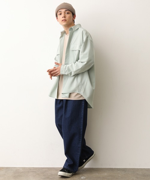 JUNRED（ジュンレッド）の「モンスタービッグシャツ（シャツ/ブラウス・メンズ・ブラック/ベージュ/ライトグリーン・M/L）」の7枚目の写真