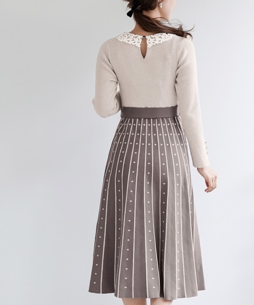 ニットワンピース レーヴ Le プリーツ Reve Reve Vaniller ワンピース Reve ジャガード ヴァニレ のファッション レーヴ プリーツ Vaniller ル Le