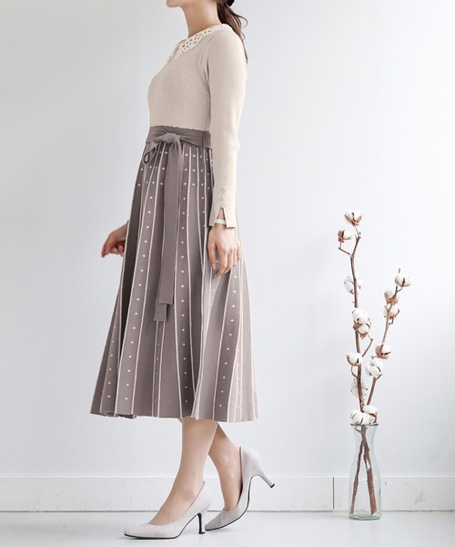 ニットワンピース レーヴ Le プリーツ Reve Reve Vaniller ワンピース Reve ジャガード ヴァニレ のファッション レーヴ プリーツ Vaniller ル Le