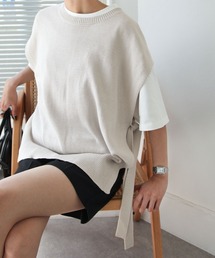 Chillfar | 天竺編みサイドリボンニットベスト(ベスト)