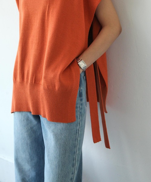 Chillfar（チルファー）の「天竺編みサイドリボンニットベスト（ベスト