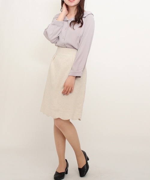 TRUDEA(トルディア)の「(日本製)麻調裾スカラップタイトスカート(スカート・レディース・ベージュ/サックスブルー/ネイビー・LARGE/X-SMALL/SMALL/MEDIUM)」の18枚目の写真