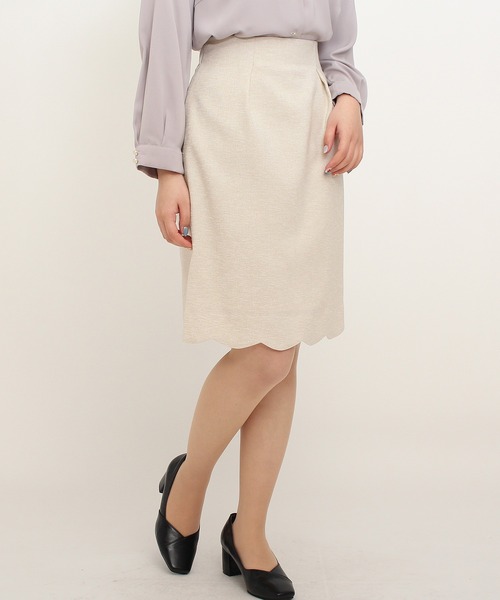 TRUDEA(トルディア)の「(日本製)麻調裾スカラップタイトスカート(スカート・レディース・ベージュ/サックスブルー/ネイビー・LARGE/X-SMALL/SMALL/MEDIUM)」の12枚目の写真