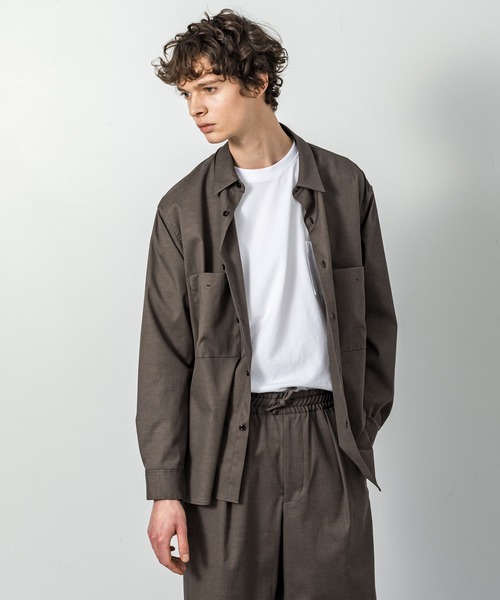 SLICK(スリック)の「綿麻シャークスキンダブルポケットシャツ(シャツ/ブラウス・メンズ・ライトグレー/ブラウン/ネイビー・1/2)」の3枚目の写真