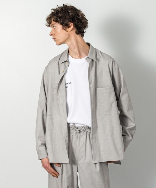 SLICK(スリック)の「綿麻シャークスキンダブルポケットシャツ(シャツ/ブラウス・メンズ・ライトグレー/ブラウン/ネイビー・1/2)」の11枚目の写真