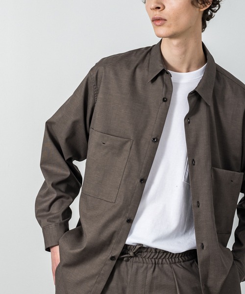 SLICK(スリック)の「綿麻シャークスキンダブルポケットシャツ(シャツ/ブラウス・メンズ・ライトグレー/ブラウン/ネイビー・1/2)」の22枚目の写真