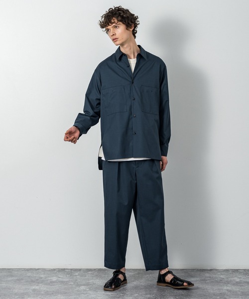 SLICK(スリック)の「綿麻シャークスキンダブルポケットシャツ(シャツ/ブラウス・メンズ・ライトグレー/ブラウン/ネイビー・1/2)」の6枚目の写真