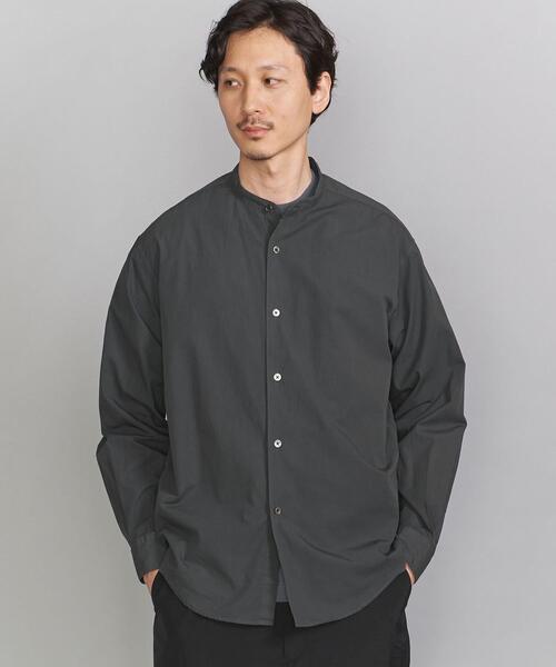 BEAUTY&YOUTH UNITED ARROWS(ビューティーアンドユースユナイテッドアローズ)の「BY TANGO バンドカラー ワイドフォルム テーパード シャツ(シャツ/ブラウス・メンズ・グレー/ライトブルー/ホワイト/ダークグリーン・M/S/L/XL)」の4枚目の写真