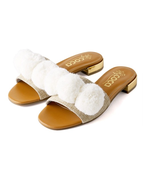 coca（ANDEX shoes product）（コカ）の「coca / コカ ポンポン飾り付き エスニック スリッパミュール ワンベルト 121025（サンダル・レディース・ベージュ/グレー/ネイビー・23.5cm/23cm/24.5cm/24cm/22.5cm）」の9枚目の写真