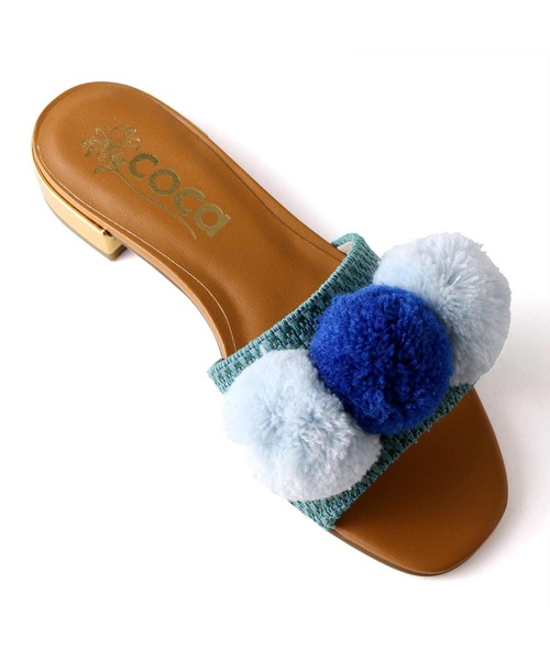 coca（ANDEX shoes product）（コカ）の「coca / コカ ポンポン飾り付き エスニック スリッパミュール ワンベルト 121025（サンダル・レディース・ベージュ/グレー/ネイビー・23.5cm/23cm/24.5cm/24cm/22.5cm）」の11枚目の写真