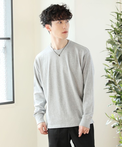 TopIsm(トップイズム)の「ワイドシルエット ヘビーウェイト ボーダー&無地 ロングTシャツ(Tシャツ/カットソー・メンズ・ホワイト/ブラック/ネイビー/グレー/ホワイト×ブラック・LL/M/L)」の4枚目の写真