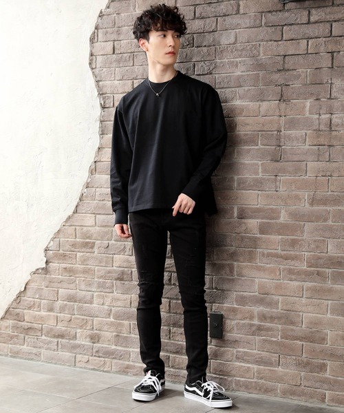 TopIsm(トップイズム)の「ワイドシルエット ヘビーウェイト ボーダー&無地 ロングTシャツ(Tシャツ/カットソー・メンズ・ホワイト/ブラック/ネイビー/グレー/ホワイト×ブラック・LL/M/L)」の16枚目の写真