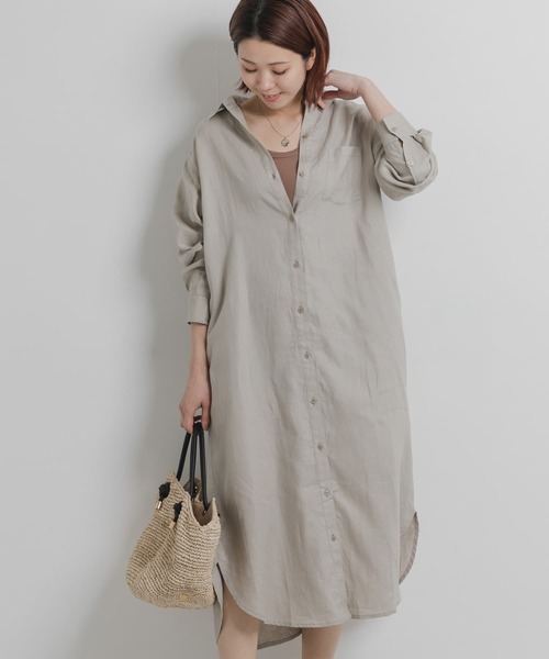 美品Sonny Labelサニーレーベルきれい色リネンロングシャツワンピース♪ URBAN RESEARCH SONNY LABEL - 美品Sonny Labelサニーレーベル