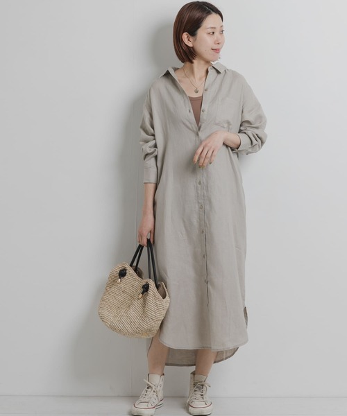URBAN RESEARCH Sonny Label（アーバンリサーチサニーレーベル）の「リネンシャツワンピース（ワンピース・レディース・ベージュ系その他/ブラック/その他1/ブルー系その他・FREE）」の14枚目の写真