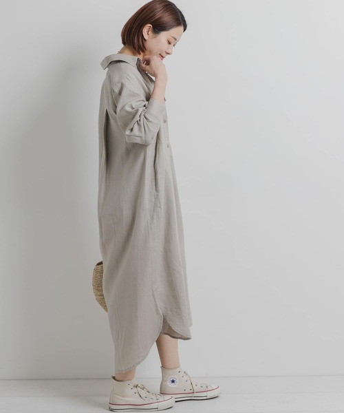 URBAN RESEARCH Sonny Label（アーバンリサーチサニーレーベル）の「リネンシャツワンピース（ワンピース・レディース・ベージュ系その他/ブラック/その他1/ブルー系その他・FREE）」の15枚目の写真