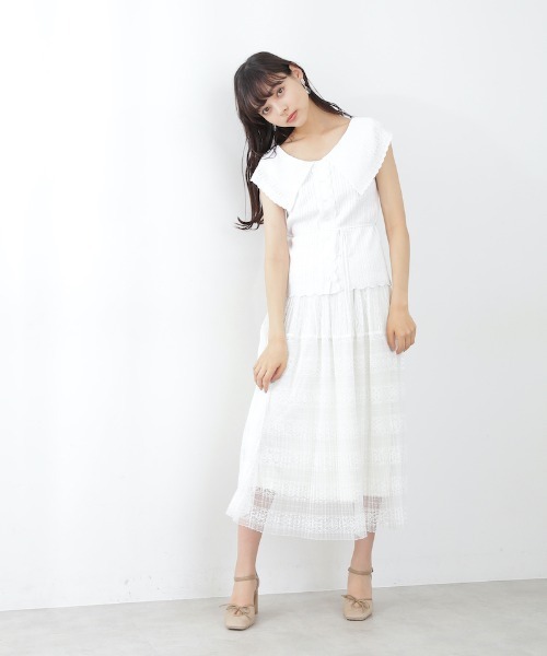 JILL by JILL STUART（ジルバイジルスチュアート）の「◇クロシェ風カラーアイレットニット（ニット/セーター・レディース・カーキ/ホワイト/ブラック・FREE）」の12枚目の写真