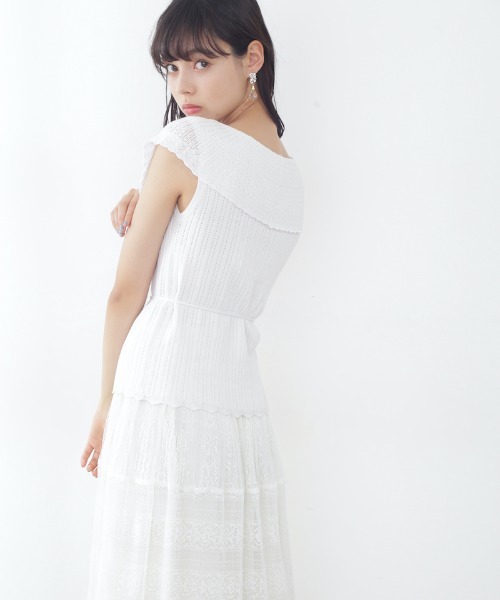 JILL by JILL STUART（ジルバイジルスチュアート）の「◇クロシェ風カラーアイレットニット（ニット/セーター・レディース・カーキ/ホワイト/ブラック・FREE）」の18枚目の写真