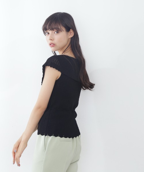 JILL by JILL STUART（ジルバイジルスチュアート）の「◇クロシェ風カラーアイレットニット（ニット/セーター・レディース・カーキ/ホワイト/ブラック・FREE）」の8枚目の写真