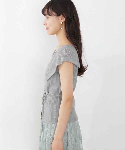 JILL by JILL STUART（ジルバイジルスチュアート）の「◇クロシェ風カラーアイレットニット（ニット/セーター・レディース・カーキ/ホワイト/ブラック・FREE）」の15枚目の写真