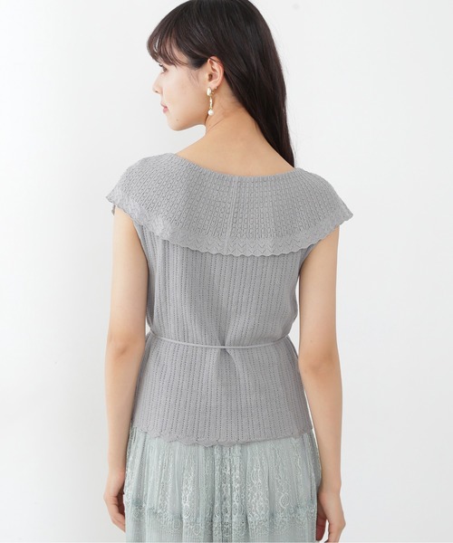 JILL by JILL STUART（ジルバイジルスチュアート）の「◇クロシェ風カラーアイレットニット（ニット/セーター・レディース・カーキ/ホワイト/ブラック・FREE）」の19枚目の写真