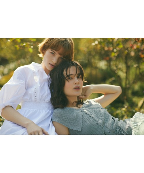 JILL by JILL STUART（ジルバイジルスチュアート）の「◇クロシェ風カラーアイレットニット（ニット/セーター・レディース・カーキ/ホワイト/ブラック・FREE）」の5枚目の写真