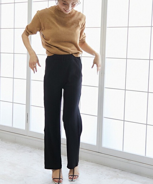 M y u(ミュー)の「シンプルリブパンツ(その他パンツ・レディース・ブラック/ベージュ/カーキ・FREE)」の13枚目の写真