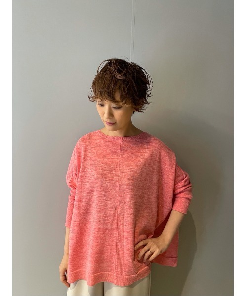 BEARDSLEY（ビアズリー）の「リネンニット（ニット/セーター・レディース・ピンク/ライトグレー・FREE）」の8枚目の写真