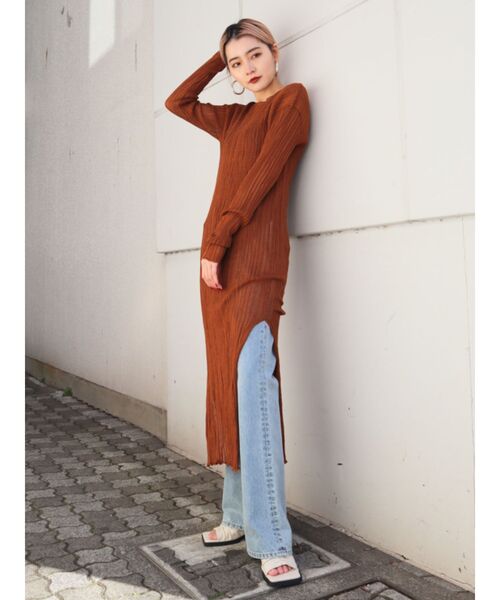 EMODA（エモダ）の「リンクルニットワンピース（ワンピース・レディース・ブラック/ブルー/オレンジ・FREE）」の20枚目の写真