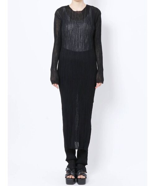 EMODA（エモダ）の「リンクルニットワンピース（ワンピース・レディース・ブラック/ブルー/オレンジ・FREE）」の12枚目の写真