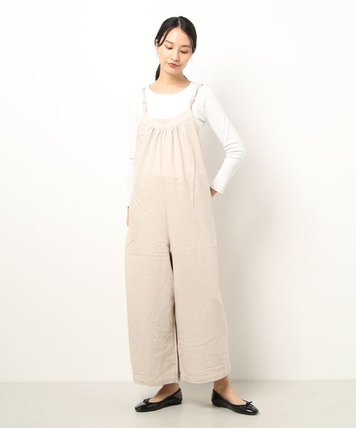 Samansa Mos2（サマンサ モスモス）の「後ろシャーリングキャミサロペット（サロペット/オーバーオール・レディース・ブラック/ベージュ/モカ/チャコール・ﾌﾘ-）」の8枚目の写真