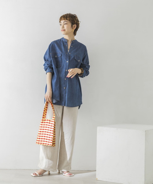 URBAN RESEARCH（アーバンリサーチ）の「バンドカラーデニムシャツ（シャツ/ブラウス・レディース・アイボリー/ブルー・FREE）」の8枚目の写真