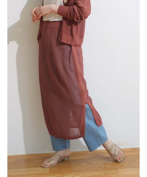 Green　Parks（グリーンパークス）の「メッシュニットスカート＊＊（スカート・レディース・ライトベージュ/モカ/ブラウン・FREE）」の2枚目の写真