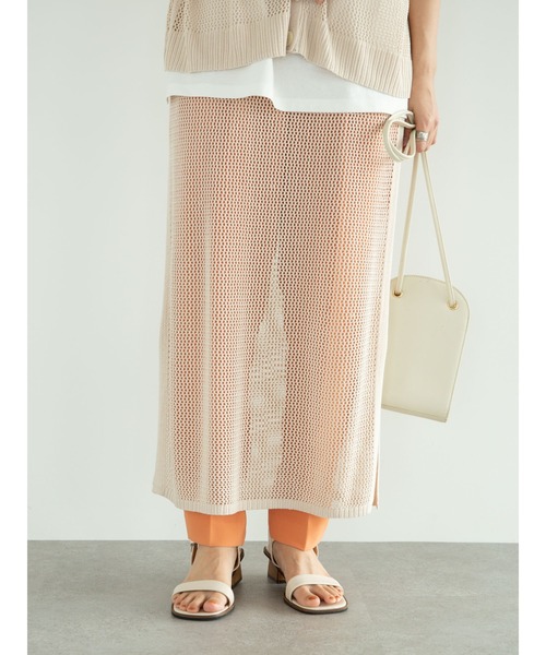 Green　Parks（グリーンパークス）の「メッシュニットスカート＊＊（スカート・レディース・ライトベージュ/モカ/ブラウン・FREE）」の16枚目の写真