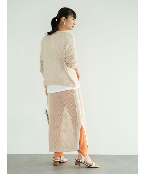 Green　Parks（グリーンパークス）の「メッシュニットスカート＊＊（スカート・レディース・ライトベージュ/モカ/ブラウン・FREE）」の4枚目の写真