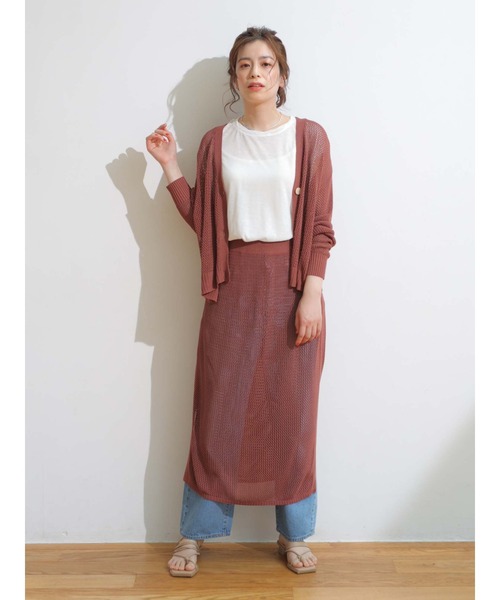 Green　Parks（グリーンパークス）の「メッシュニットスカート＊＊（スカート・レディース・ライトベージュ/モカ/ブラウン・FREE）」の7枚目の写真