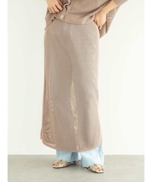 Green　Parks（グリーンパークス）の「メッシュニットスカート＊＊（スカート・レディース・ライトベージュ/モカ/ブラウン・FREE）」の8枚目の写真