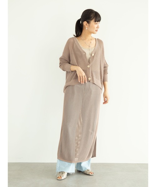 Green　Parks（グリーンパークス）の「メッシュニットスカート＊＊（スカート・レディース・ライトベージュ/モカ/ブラウン・FREE）」の6枚目の写真