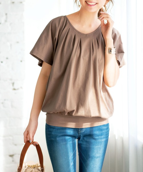 GeeRA(ジーラ)の「接触冷感!タックデザインフレアー袖プルオーバー(Tシャツ/カットソー・レディース・ブラック/モカ/オフホワイト/ブルーグリーン・LARGE/MEDIUM/X-LARGE/XX-LARGE)」の15枚目の写真