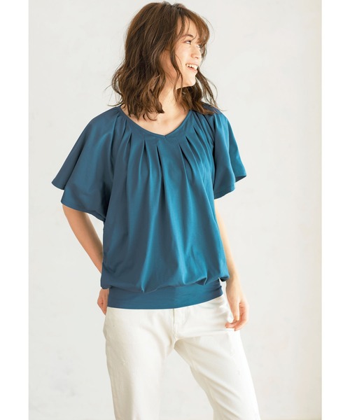 GeeRA(ジーラ)の「接触冷感!タックデザインフレアー袖プルオーバー(Tシャツ/カットソー・レディース・ブラック/モカ/オフホワイト/ブルーグリーン・LARGE/MEDIUM/X-LARGE/XX-LARGE)」の16枚目の写真