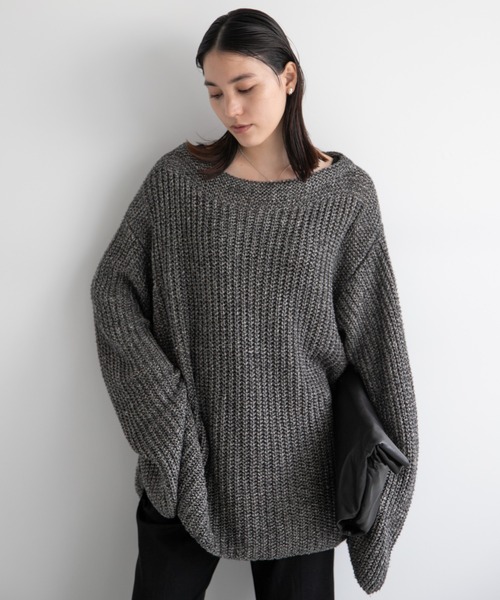 Chaos(カオス)の「リネンシルクニットプルオーバー(ニット/セーター・レディース・ベージュ/ブラック・FREE)」の1枚目の写真