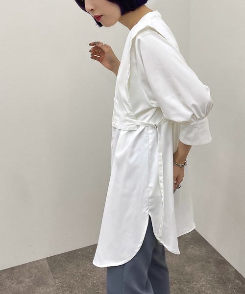 apres jour mignon(アプレジュールミニョン)の「デザインバンドカラーシャツ 【ZOZOTOWN限定アイテム】(シャツ/ブラウス・レディース・オフホワイト/ブラック/アイボリー・フリー/X-LARGE)」の21枚目の写真