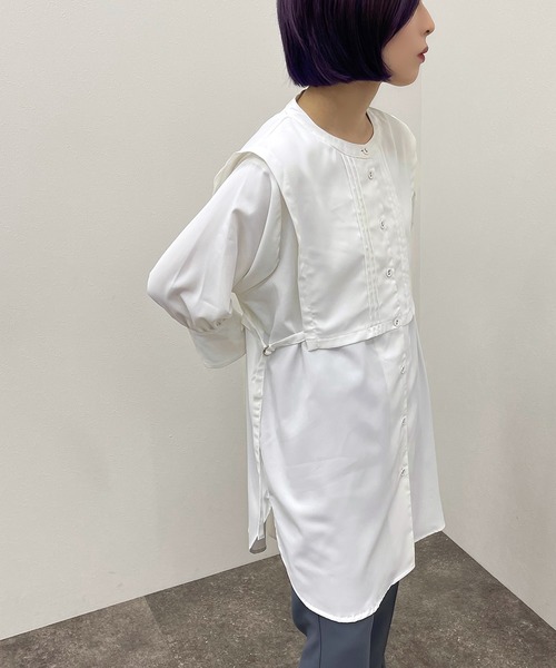 apres jour mignon(アプレジュールミニョン)の「デザインバンドカラーシャツ 【ZOZOTOWN限定アイテム】(シャツ/ブラウス・レディース・オフホワイト/ブラック/アイボリー・フリー/X-LARGE)」の10枚目の写真