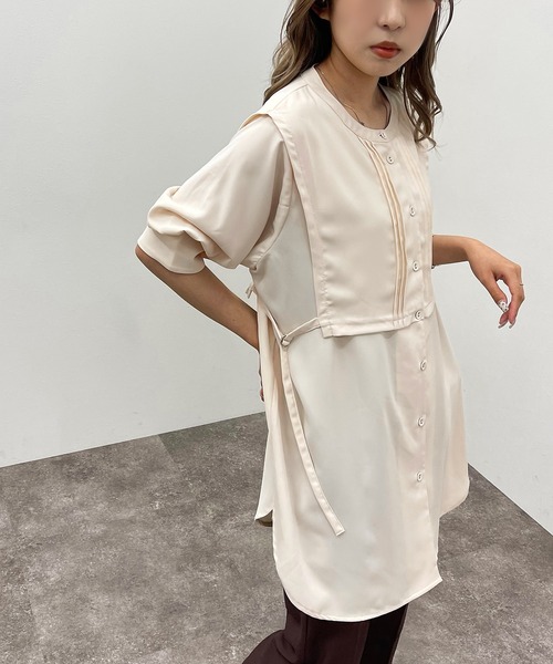 apres jour mignon(アプレジュールミニョン)の「デザインバンドカラーシャツ 【ZOZOTOWN限定アイテム】(シャツ/ブラウス・レディース・オフホワイト/ブラック/アイボリー・フリー/X-LARGE)」の5枚目の写真