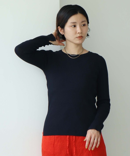 note et silence (ノートエシロンス)の「.High twist cotton クループルオーバー(Tシャツ/カットソー・レディース・マルチ/オフホワイト/ネイビー/グレー・FREE)」の1枚目の写真