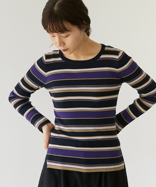 note et silence (ノートエシロンス)の「.High twist cotton クループルオーバー(Tシャツ/カットソー・レディース・マルチ/オフホワイト/ネイビー/グレー・FREE)」の4枚目の写真