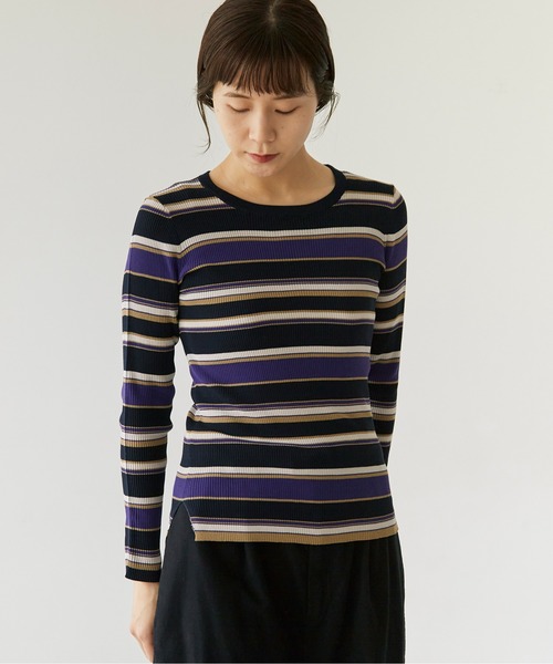 note et silence (ノートエシロンス)の「.High twist cotton クループルオーバー(Tシャツ/カットソー・レディース・マルチ/オフホワイト/ネイビー/グレー・FREE)」の5枚目の写真