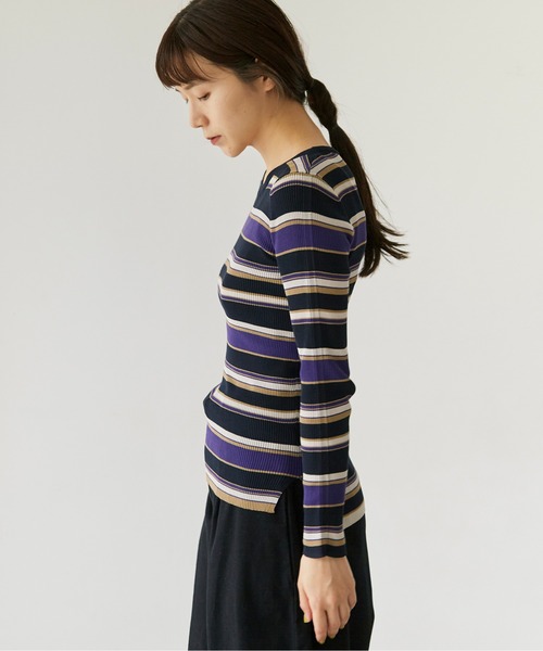 note et silence (ノートエシロンス)の「.High twist cotton クループルオーバー(Tシャツ/カットソー・レディース・マルチ/オフホワイト/ネイビー/グレー・FREE)」の8枚目の写真