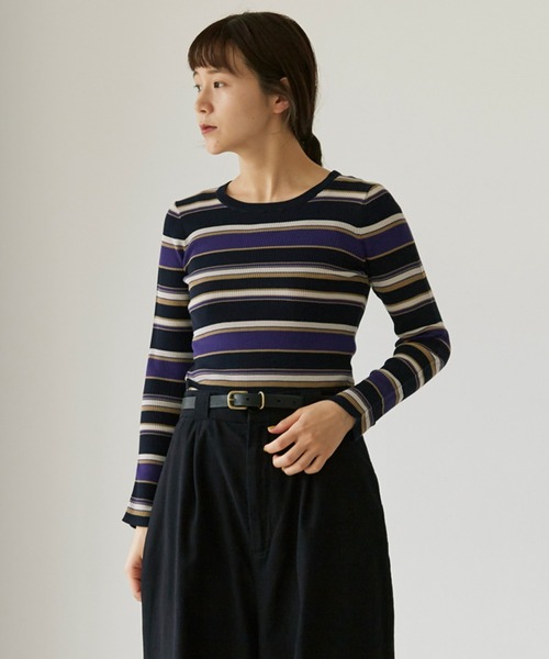 note et silence (ノートエシロンス)の「.High twist cotton クループルオーバー(Tシャツ/カットソー・レディース・マルチ/オフホワイト/ネイビー/グレー・FREE)」の9枚目の写真